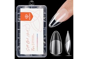 Modelones Tipsy do paznokci, 216 sztuk, zestaw tipsów żelowych, tipsy żelowe z żywicy PMMA, sztuczne paznokcie do naklejania, DIY, 12 rozmiarów, koronka migdałowa