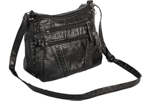 CREAHER Women Crossbody Bag Soft PU Leather Handbags Tote Multi Pockets Messenger Bags Shoulder Bag with Adjustable Shoulder Strap for Travel Bag Daily Use