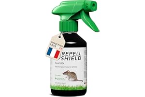 RepellShield® Répulsif Anti Souris & Anti Rat -250ml- Non Tachant, Usage Intérieur & Extérieur, Huile Essentielle Menthe Poivrée, Résultats en 7-10 Jours - Anti Rongeur, Anti Souris et Rats Puissant
