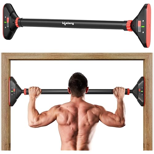 Lifelong Adjustable Pull-Up Bar for Home Gym | No Screws Hanging Bar, Adjustable Length (74-97cm), Doorway Chin-Up Bar, Gym Equipment for Men Workout, Strength Training, Weight Capacity (200kg)