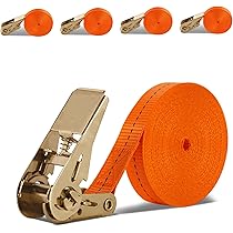 GOYADA 4 Pcs Sangles à Cliquet, Sangle D'arrimage à Cliquet Avec Crochet Tendeur Pour Moto, Voiture, Remorque, Capacité De 3000 Kg, 6M X 38MM - Orangé