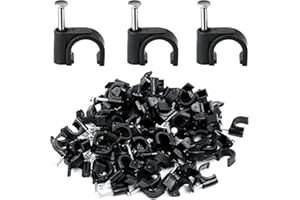 LUCKNIGHT 200 zacisków kablowych 8 mm, kabel zaciski do gwoździ, okrągłe klipsy kabel, gwoździane montażowe, możliwość montażu na ścianie, zaciski kablowe Ethernet