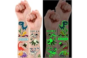 Leesgel Tatuaggi per Bambini Dinosauri,10 Fogli Luminoso Tatuaggi Dinosauri Bambini Tatuaggi Temporanei Bambini, Gadget Festa Compleanno Bambini Dinosauro Giocattolo Giochi per Bambini