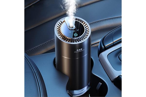 Desodorisant Voiture Ceeniu, F26 Diffuseur de Voiture, Atomiseur à Ultrasons, Concentration Réglable, Marche/Arrêt Automatique, Parfum Naturel 45 ML, Durée 6 Mois, Parfum Voiture de Musc Blanc
