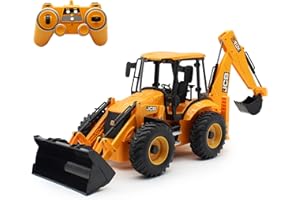 fisca RC-Baggerspielzeug, Fisca Frontlader-LKW-Bautraktor im Maßstab 1:20, 2,4-GHz-Technikfahrzeug simuliert Spielzeugauto mit Ton und Licht, Bulldozer-Baggerhacke-LKW, Geschenk für Kinder