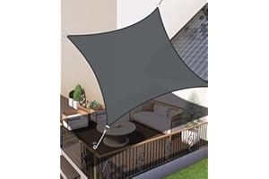 LOVE STORY Sonnensegel 2x2m Wasserdicht Rechteckig Anthrazit Sonnenschutz Windschutz Segel PES Polyester,95% UV-Schutz für Außenbereich, Terrasse, Balkon, Garten