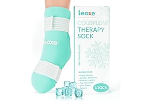 LEOXE Ankle Foot Ice Pack Wrap, Reusable Cold Therapy Gel Sock for Injuries, Sprained, Swelling, Toe Pain, Foot Edema, Plantar Fasciitis, Achilles Tendonitis Pain Relief & Surgery Recovery
