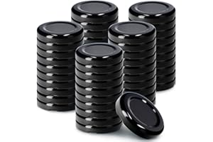 KADAX Tappo a vite fi43 mm, set di coperchi Twist-Off in metallo, adatto per bicchieri da 40 ml, coperchio di ricambio con 4 denti di blocco (50 pezzi, nero)