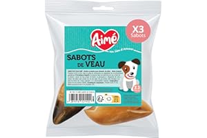 Aimé - Sabot de Veau pour Chien - Friandise pour Chien Saine - Favorise la Mastication de Longue Durée - A Donner Entre Les Repas - Réduit l'Anxiété et Le Stress - Bonne Santé Dentaire - x3
