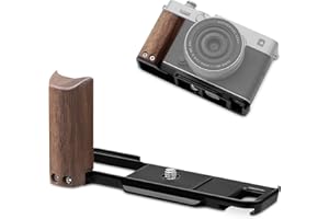 Leftfoto X-E5 Retro Handgrip L-Shape Bracket with Walnut Wooden Grip for Fujifilm X-E5 Camera,with Built-in Bottom Arca Quick Release Plate,Black