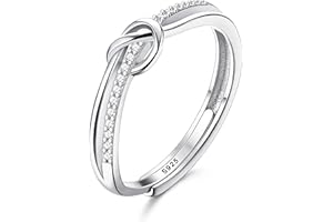 JeweBella Anillo Mujer Plata de Ley 925 Elegante Anillo Nudo de Amor Anillo Ajustable Plata/Oro/Oro Rosa Circonita Cúbica Boda Compromiso Alianzas Anillo