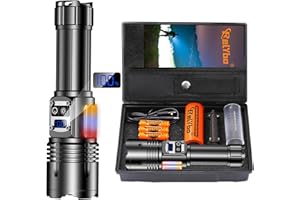 ‎RELYBO Relybo Taschenlampe Led Aufladbar, Led Taschenlampe Extrem Hell 500000 Lumen, 2 Schalte & 9 Modi & COB Seitenlicht, Starke Taktische Taschenlampen Usb C Batteriebetrieben Für Outdoor Notfälle Camping