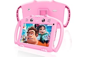 VESWWE Tablet dla dzieci, 7 cali, dla dzieci, tablet z systemem Android z WiFi 32 GB ROM, podwójna kamera, kontrola rodzicielska, tablet dla dzieci od 3 lat do 14 (różowy)