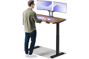 Desktronic biurko z regulacją wysokości (120 x 60 cm) – pulpit do siedzenia i stania z gniazdami do ładowania – biurko z regulacją wysokości, elektryczny ekran dotykowy i stalowe nóżki