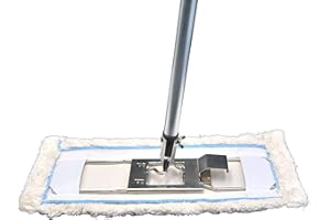 FSPRODUKTE FSProduits Set Comprenant Un Balai de 42 cm, Support en métal, Manche en Aluminium, Nouveau modèle, Chiffon FSP Blanc Extreme adapté à Hara Vileda et Autres.