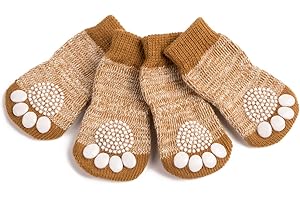 Akopawon 4 Pezzi Calzini Antiscivolo per Cani e Gatti Proteggi Zampe Calzini Controllo trazione per Interni, Calze per Cuccioli Cane e Gatto con Rinforzo in Gomma,Taglia S - 3XL per Cani 1.0-22.5kg