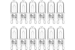 Jaenmsa Ampoule G9 25W 230V Dimmable Blanc Chaud, Halogène Tolérance de 300°C, Four G9 Pour Four Micro-ondes Cuisinière Plafonniers, Lot de 12