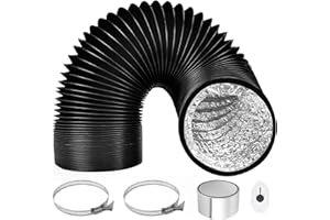 ComPDCVD Schwarz Abluftschlauch 100mm Länge 3m PVC Flexibel Alurohr Schlauch Aluminium Aluflexschlauch mit 2 Schlauchschelle Edelstahl für Klimaanlagen Mobile Klimaanlage Wäschetrockner Abzugshaube