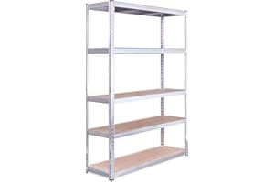 G-Rack Schwerlastregal, 1 verzinktes Lagerregal 5 Fächer - für Keller, Werkstatt, Abstellraum, Garage - Metall I 180 x 120 x 40 cm I 175 kg Last je Regalboden (Total 875 kg) I 5 Jahre Garantie
