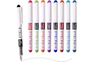 LECHISENOP 9 Pcs Disposable Fountain Pens for Writing EF Nib Multicolor Ink Fine Point Pens Smooth Writing Pens for Sketching Journaling Lettering Text Highlighting Calligraphy Office College School (0.38MM)