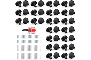 Chuner Set di 40 pomelli per armadi in metallo, con 40 viti corte e 40 cacciaviti lunghi, pomelli per mobili, colore nero, moderni, rotondi, per armadi, cassetti