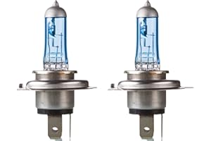 ‎CLEARFEE CLEARFEE 2 Stück Halogen Lampen Xenon Optik Scheinwerfer H4 8500k 12V 55-60 Watt extrem langlebig Kaltweiß Super Ultra White Abblendlicht Fernlicht