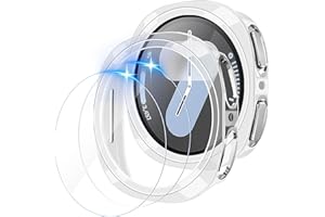 LINTEKER 2+2 Stück Hülle mit Schutzfolie für Samsung Galaxy Watch 8 40mm Schutzhülle, Gesamt Schutzhülle, Hart PC Bumper + HD Anti-Beschlag gehärtetes Glas Displayschutz, Wasserdichtes Schutzfolie, Transparent