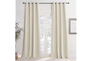 KGORGE Wohnzimmer Verdunklungsvorhänge Beige Gardinen Blickdicht Thermovorhang Kälteschutz 2er Set 245 x 140 cm(HxB) Wärmeisolierende Vorhänge mit Ösen Blackout Curtains, Hellbeige