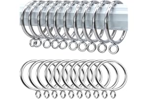 AYSUM 50 Pack 38mm Silver Metal Curtain Rings for Poles, Rods and Drapery, Shower Curtains