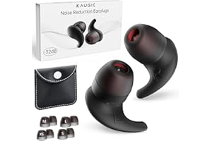 KAUGIC Ear Plugs for Sleep Noise Reduction, Reusable & Washable Soft Silicone Earplugs for Noise Cancelling, Sleeping, Snoring, Work, Travel, Concerts - 8 Ear Tips in XS/S/M/L