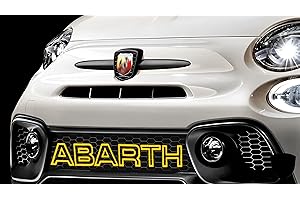 RICREO Abarth Schriftzug für Vordere Gitter - FIAT 500 Kühlergrill Dekoration im Originalstil - Logo für Vorderen Grill Punto Evo 595 Personalisierung (Gelb)