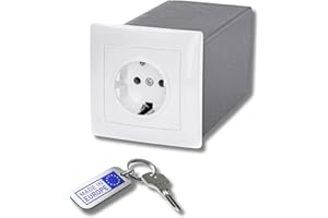 FortNovo Sejf na gniazdko elektryczne, sejf z 1 gniazdkiem, otwieraniem magnetycznym i specjalnym zamkiem, sejf ścienny do niewidocznego przechowywania, sekretna przegroda na pieniądze, zegary i