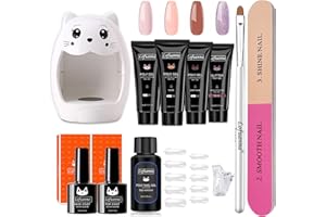 Lofuanna 4 Farben Poly Nagelgel Set-Poly Gel Starter Set mit Mini Lampe Top Base Coat Slip Solution,Quick Extension Gel Nail Extension nägel Set Builder Nagelgel All-in-One-Hartgel für Nailart Design