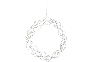 EGLO LED Lichterkranz, Fensterlicht Weihnachten aus Draht und Kunststoff in Chrom, Weihnachtskranz beleuchtet, Wohnzimmer Fensterdeko, warmweiß, Ø 30 cm, Länge Kabel 350 cm