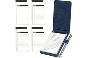 WEMATE Cuir PU Carnet de Poche,Petit Carnet,10 Mini Bloc Notes de Poche avec Recharges et Stylo à Bille en Métal Pour,Petit Carnet de Notes de Poche,Pour Bureau, École,Restaurant