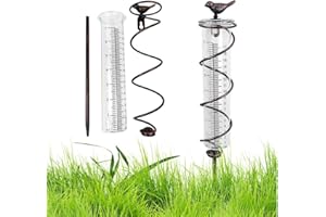 Dhqkqg Rain gauge, rain gauge with ground spike, outdoor rain gauge, glass rainwater gauge, rainwater gauge with metal stake, decorative for yard, deck, lawn, landscape and garden accessories