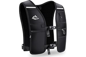 ISEYOU Gilet Running Super Leggero, Gilet da Corsa Riflettente Traspirante per Uomini e Donne, Tasche Multiple, Cintura Regolabile Running Vest per Ciclismo Escursionismo Trekking Trail