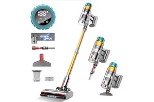 TDYON 55KPA/600W Aspirateur Balai sans Fil, 55 Minutes Autonomie Aspirateur sans Fil Puissant avec Recharge Murale Écran Intelligent, aspirateur balai puissant pour Les Poils d'animaux/Tapis/Sols Durs