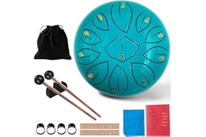 TAECHALINGO Rain Drum - Tambour de pluie 11 notes de 15,2 cm - Tambour de pluie - Tambour de pluie - Tambour de pluie - Tambour de pluie - Tambour de pluie avec maillet - Instrument de percussion (25,4 cm - 15,24