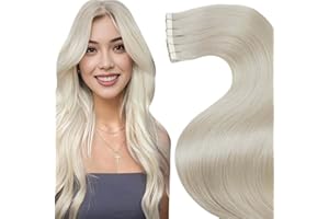 LaaVoo Extension Capelli Veri Biadesivo Bionda Bianca Extension Biadesive Capelli Veri Lisci Remy Tape in Hair Extensions 20pz 25cm 30g #60