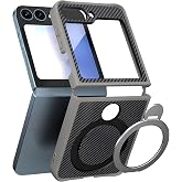 Babilden Samsung Galaxy Z Flip 6 İle Uyumlu Kılıf Karbon Fiber Materyal Stand &Ouml;zellikli Lens &Ccedil;er&ccedil;eveli Ve Sararmayan G&uuml;&ccedil;l&uuml; Da