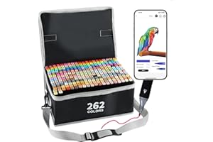 Vokiuler 262 Farben Marker Stifte Set, Alkohol Marker Set mit App, Twin Art Marker Set für Erwachsene Zeichnen Manga Illustration, Als Geschenk für Weihnachts une Geburtstag mit Tragetasche