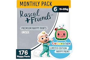 Rascal + Friends Premium Pants丨Size 6丨Total 176 Pants | Monthly Pack丨15-25kg丨Leak-Proof Protection丨AirSpun™ Softness for Our Best Comfort & Protection