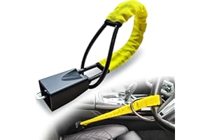 SEVENWALLS Steering Wheel Lock - Universal Fit, Quick Installation, High-Visibility Yellow Deterrent, 3 Keys Included