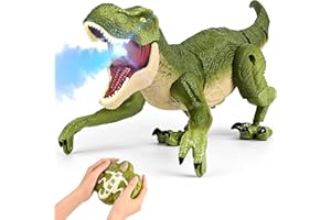 Gerbala Jouet Dinosaure Télécommandé pour Enfants, 2.4 GHz T Rex Réaliste avec LED Pulvérisation, Marchent, Rugissent et Fonction Sensorielle,Cadeau de Dinosaure RC pour Garçons et Filles de 4-13 Ans