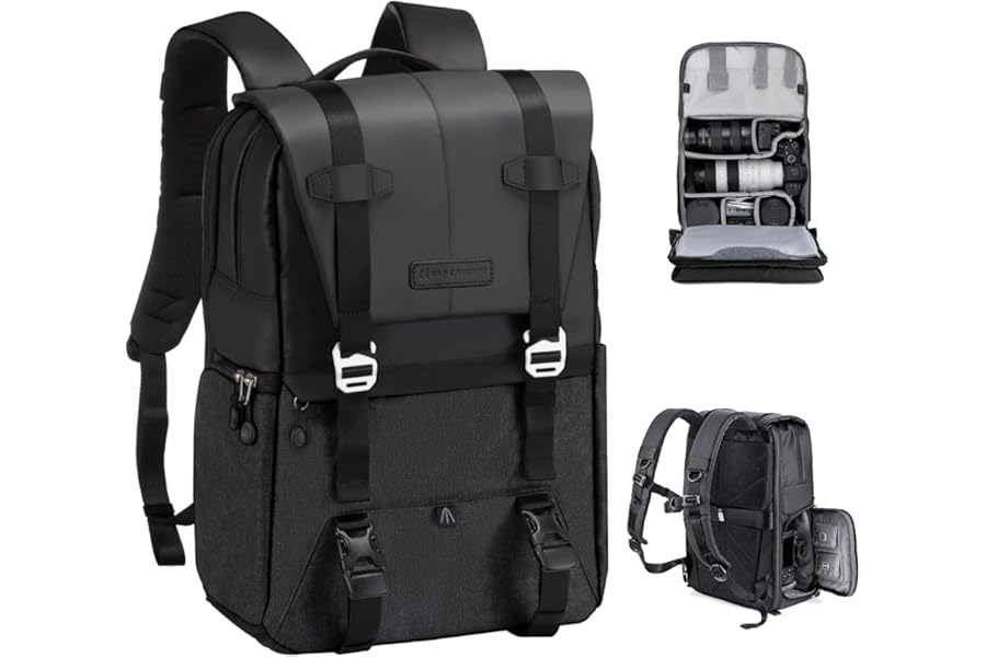 K&F CONCEPT 20L Camera Backpack for Photographers Large Capacity Camera Bags with Raincover, 15.6 Inch Laptop Compartment for Camera Drone Bags