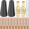 EATBALE 15AK Welding Gun Accessory, Contact Tip 0.8mm 0.030" M6, Flux Core Gasless Nozzle, Tips Holder Diffuser, Welding Torch Accessory for MB15 15AK MIG Welding Torch (15Pcs)