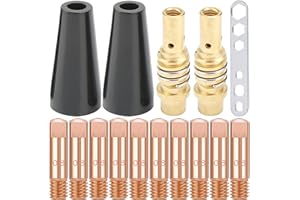 EATBALE 15AK Accessorio per Pistola per Saldatura, Punta di Contatto 0,8 mm 0,030" M6, ugello Senza Gas con Nucleo di Flusso, diffusore portapunte per Torcia di Saldatura Mig MB15 15AK (15 Pezzi)