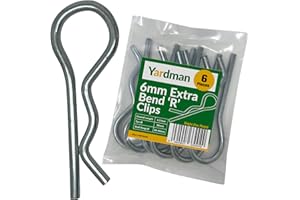 YARDMAN R Clips 6-pcs 6mm by 117mm Extra Bend Bright Zinc Plated R Shape Cotter Retaining Pin
