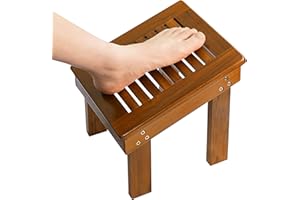 ‎UTOPLIKE Utoplike podnóżek prysznicowy z drewna tekowego do golenia nóg, wytrzymały podnóżek prysznicowy do golenia pod prysznicem, drewniany krok pod prysznic do łazienki